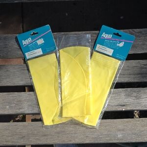 Set Of 3 Yellow Deluxe Latex Swim Caps